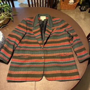 Vintage Lawrence Bruce 24W Blazer Southwestern Striped Wool Blend Blanket Jacket